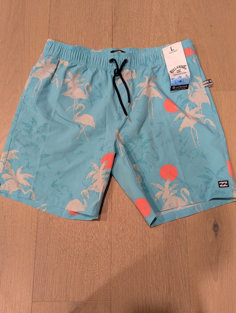 Billabong Light Blue Flamingo Print Swim Shorts